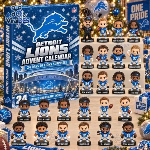 Front view of Detroit Lions NFL Advent Calendar 2026 with twenty four player figurines.