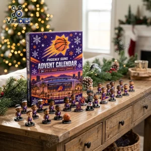 Front view of the Phoenix Suns Basketball Advent Calendar 2026 with miniature figurines displayed on a table.
