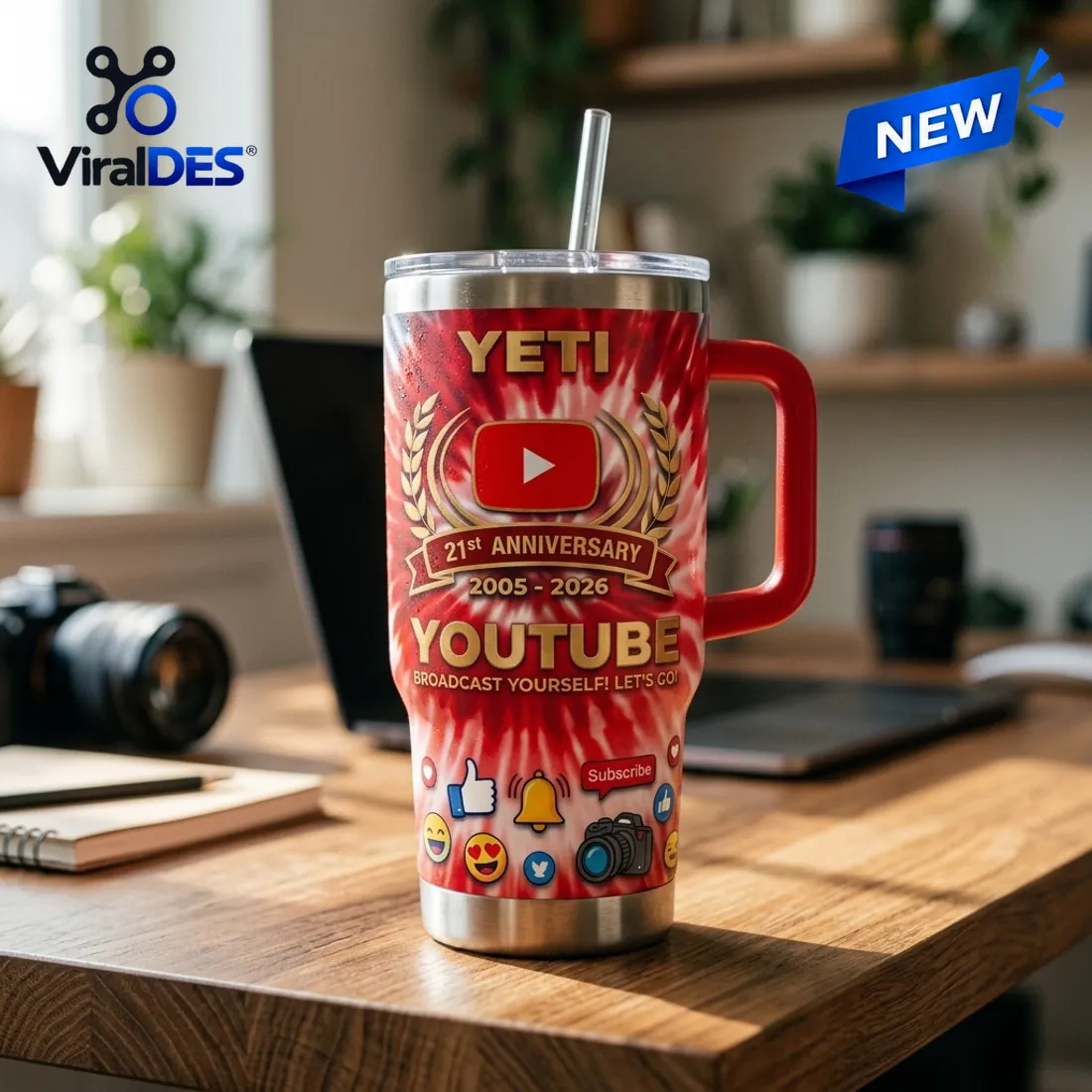 YouTube 21st Anniversary Stanley Handle Tumbler YouTube 21st Anniversary Stanley Handle Tumbler