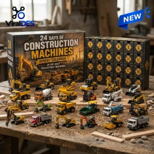 Front view of the Heavy Equipment Die-Cast Advent Calendar 2026 showing 24 miniature construction vehicles.